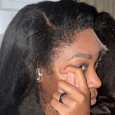 Flash Sale 60% Off Type 4C Natural Edges Kinky Straight 4x4 Invisible Lace Human Hair Wigs With Kinky Baby Hairline - Geeta Hair - GeetaHair
