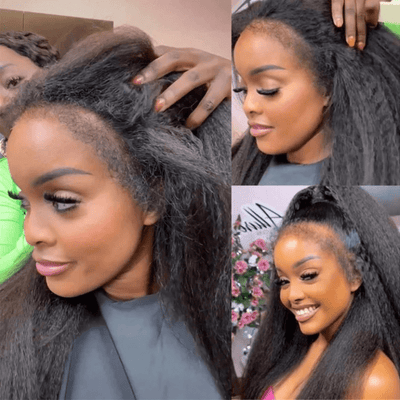 Flash Sale 60% Off Type 4C Natural Edges Kinky Straight 4x4 Invisible Lace Human Hair Wigs With Kinky Baby Hairline - Geeta Hair - GeetaHair