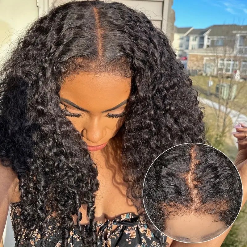 Kinky Edges Natural Hairline Wig 4C Hairline Edge Deep Wave Wig 13x4 Lace Front Human Hair Wigs - GeetaHair