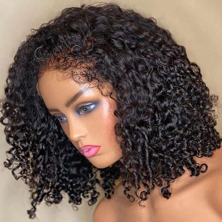 Type 4C Natural Edges Glueless Curly 13x4 Lace Human Hair Bob Wigs With Handmade Kinky Baby Hairline - Geeta Hair - GeetaHair