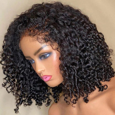 Type 4C Natural Edges Glueless Curly 13x4 Lace Human Hair Bob Wigs With Handmade Kinky Baby Hairline - Geeta Hair - GeetaHair