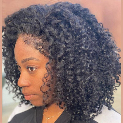 Type 4C Natural Edges Glueless Curly 13x4 Lace Human Hair Bob Wigs With Handmade Kinky Baby Hairline - Geeta Hair - GeetaHair