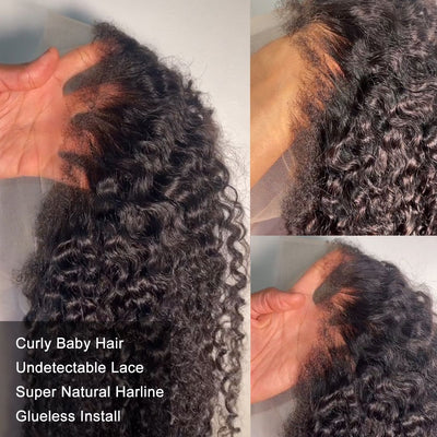 Kinky Edges Natural Hairline Wig 4C Hairline Edge Deep Wave Wig 13x4 Lace Front Human Hair Wigs - GeetaHair
