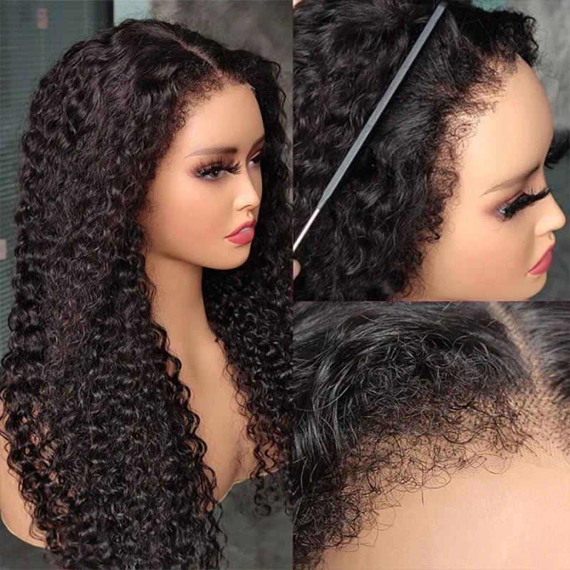Kinky Edges Natural Hairline Wig 4C Hairline Edge Deep Wave Wig 13x4 Lace Front Human Hair Wigs - GeetaHair