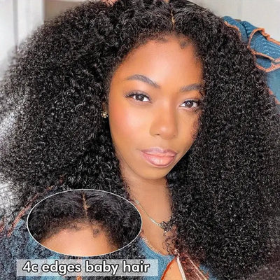 Afro Kinky Curly Type 4C Hairline Kinky Edge 13x4 HD Lace Front Wig 250% Density - Geeta Hair - GeetaHair