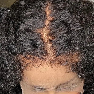 Kinky Edges Natural Hairline Wig 4C Hairline Edge Deep Wave Wig 13x4 Lace Front Human Hair Wigs - GeetaHair