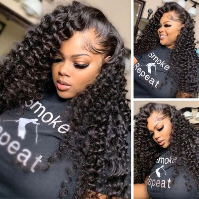 Geetahair Upgrade HD Lace black Wand Curls Wig Undetectable Invisible Lace Human Hair Wigs