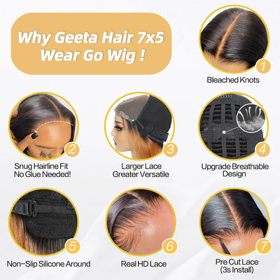 Highlight Glueless Wear Go Wigs 13x4 HD Lace Frontal Wig Ombre Bob Lace Front Wigs