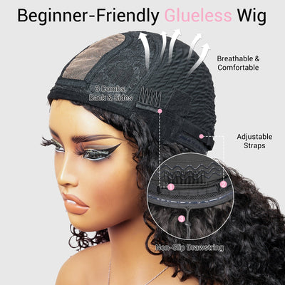 Middle Part Curly Hair Wig With Bang Lace Wig 100% Unprocessed Virgin Hair Wigs For Women - GeetaHair