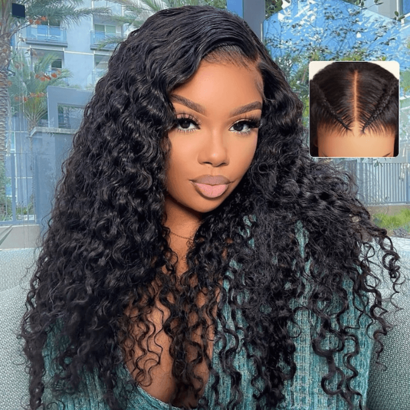 Natural Hairline Styling With Pre-Plucked Baby Hairs On Water Wave And Curly Blend Frontal_detail
