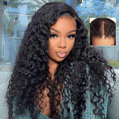 Natural Hairline Styling With Pre-Plucked Baby Hairs On Water Wave And Curly Blend Frontal_detail
