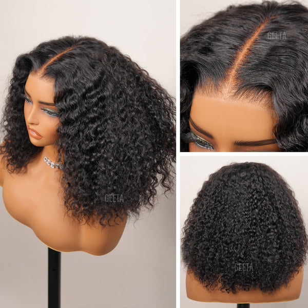 180% Density Kinky Curly 7x5 / 13x4 Lace Front Bob Wigs Glueless Human Hair Wig Flash Sale