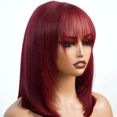 99J Straight Bob Wigs Human Hair With Bang 100% Human Hair Short Bob Wigs For Woman - GeetaHair