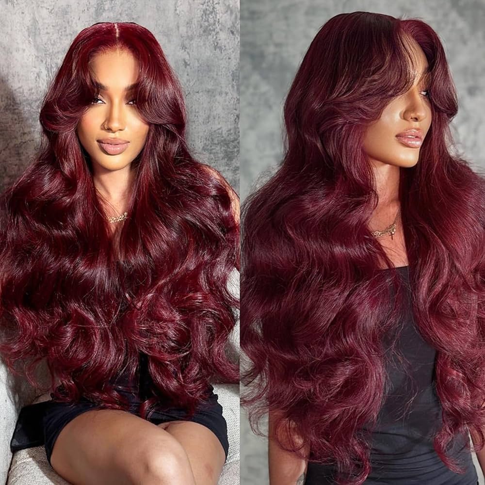 99J Burgundy Colored Wig 13x4 Lace Front Wig Plucked Hairline Subscriber Exclusive Flash Sale - GeetaHair