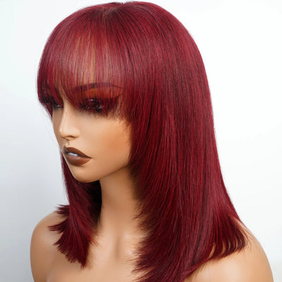 99J Straight Bob Wigs Human Hair With Bang 100% Human Hair Short Bob Wigs For Woman - GeetaHair