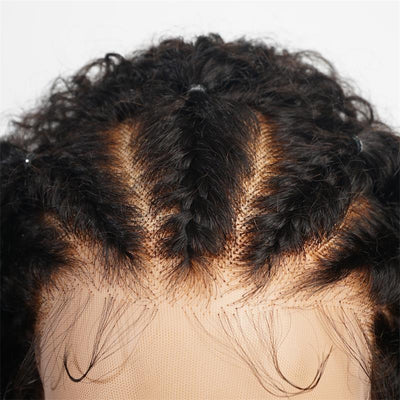 Braided Kinky curly Human Hair HD Lace Front Wig Glueless Curly Wigs For Woman - GeetaHair