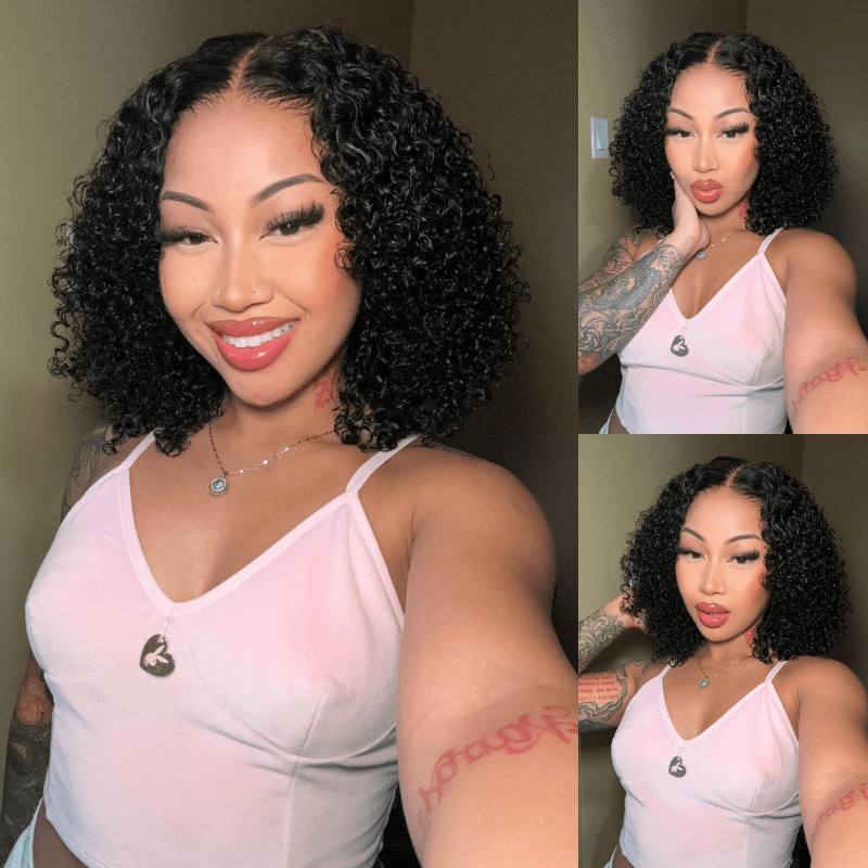 Geeta Curly 5x5 Lace Closure Side Part Glueless Short Bob Wig 100% Human Hair Flash Sale - GeetaHair