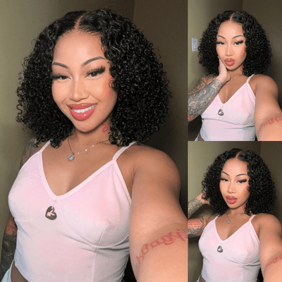 Geeta Curly 5x5 Lace Closure Side Part Glueless Short Bob Wig 100% Human Hair Flash Sale - GeetaHair