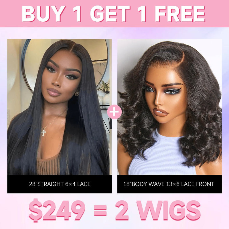 $249 = 2 Wigs | 26” Straight + 16” Body Wave