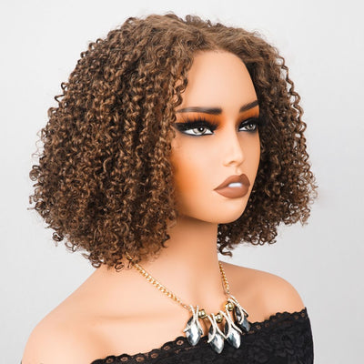 Luxury Designer Series Elegant 180% Density Curly Brown Bob Wig Brazilian Virgin Human Wigs with 4x4 Lace for Women Natural Hairline Wigs - GEETA HAIR - GeetaHair