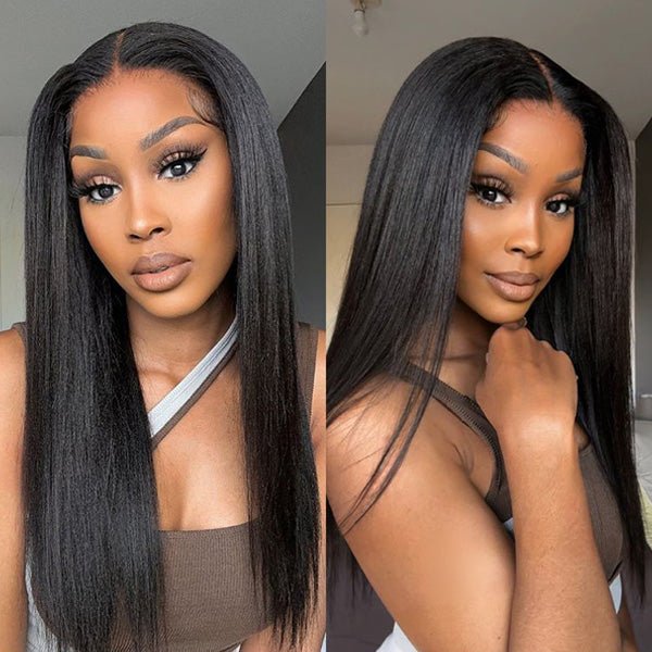 13x6/13x4 Silky Press Yaki Straight Hair Lace Frontal Wig Natural Hairline Subscriber Exclusive Flash Sale - GeetaHair