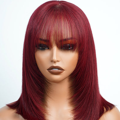 99J Straight Bob Wigs Human Hair With Bang 100% Human Hair Short Bob Wigs For Woman - GeetaHair