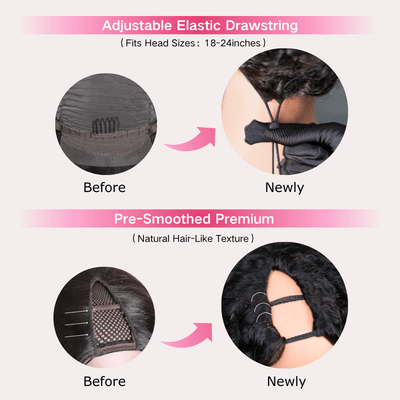 Geeta Kinky Curly Upgrade V part Wig Glueless With Invisi Drawstring 100% Human Hair Flash Sale - GeetaHair