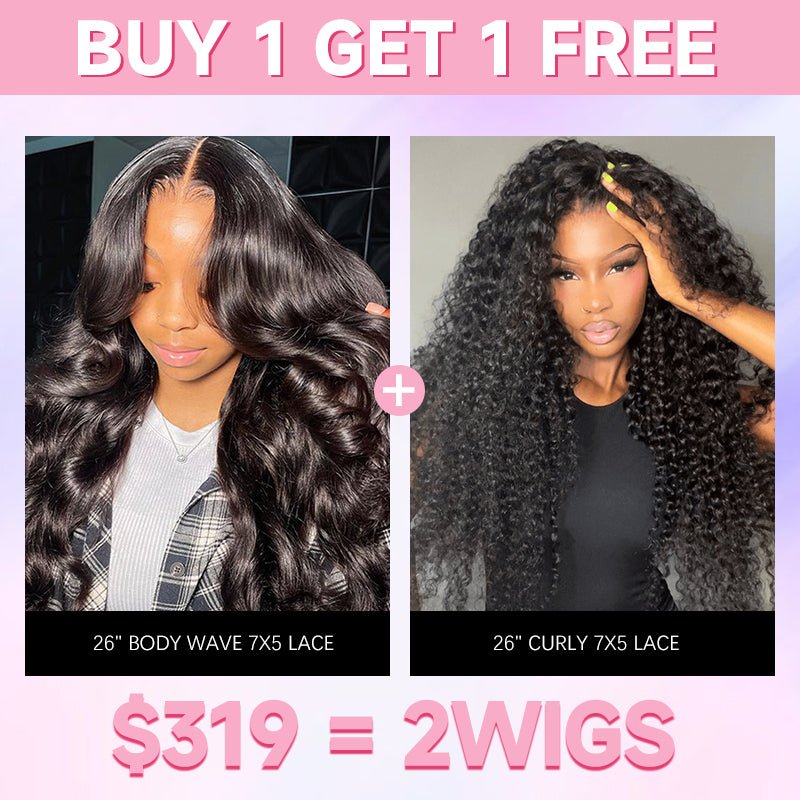[US Addresses Only] $319 = 2 Wigs | 26” Body Wave + 26” Curly