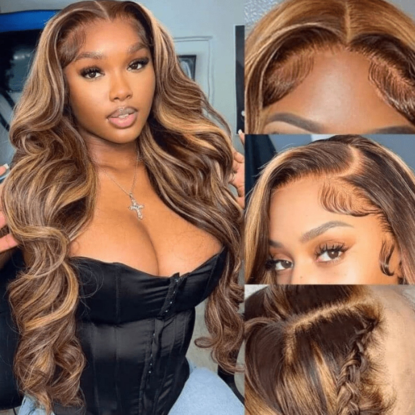 13x6 Blonde Highlight Color Body Wave Lace Front Glueless Wig Pre Plucked Subscriber Exclusive Flash Sale - GeetaHair