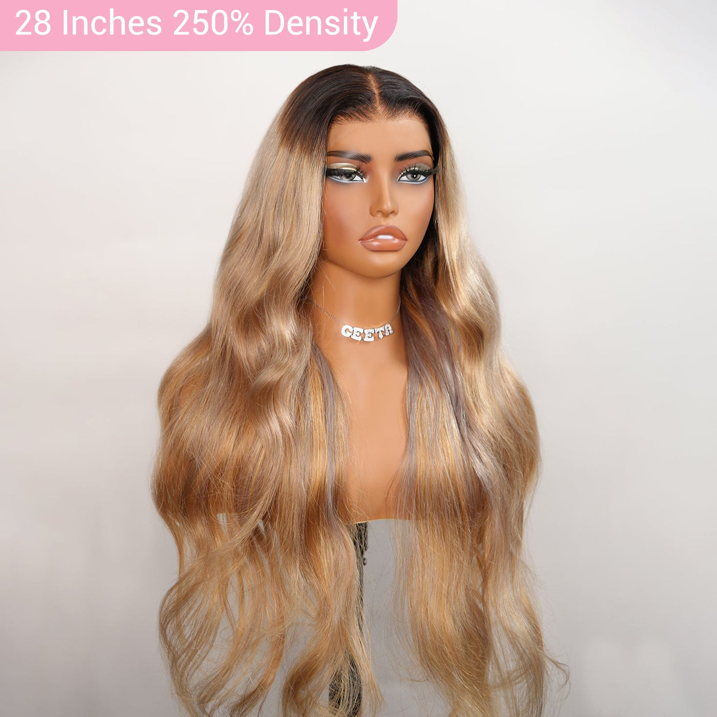 Highlight Blonde With Black Root Colored Wig 13X4 Lace Front Wig Human Hair Transparent Wig Pre Plucked Daily Deal - GeetaHair