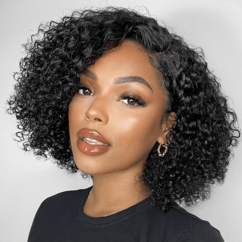 Geeta Curly 5x5 Lace Closure Side Part Glueless Short Bob Wig 100% Human Hair Flash Sale - GeetaHair