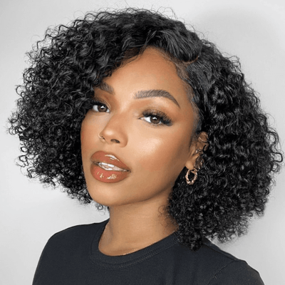 Geeta Curly 5x5 Lace Closure Side Part Glueless Short Bob Wig 100% Human Hair Flash Sale - GeetaHair