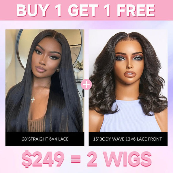 [US Shipping Addresses Only] $249 = 2 Wigs | Geeta Bogo Sale 26” Straight + 16” Body Wave Human Hair Wig