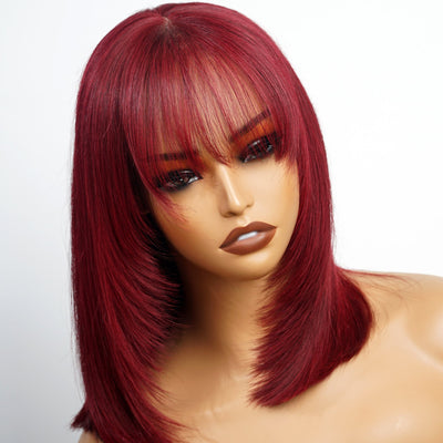 99J Straight Bob Wigs Human Hair With Bang 100% Human Hair Short Bob Wigs For Woman - GeetaHair