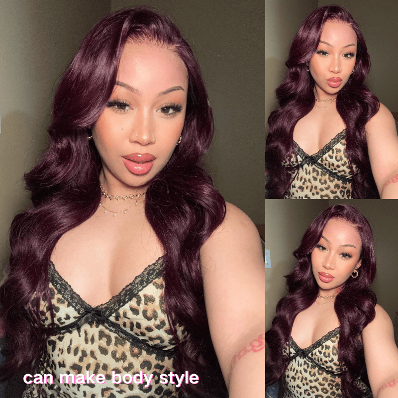 Geeta Straight 7x5 Lace Glueless Wig Burgundy Purple Black Cherry Invisi Drawstring Human Hair Wigs - GeetaHair