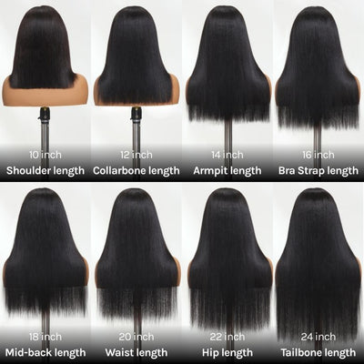 Geeta Yaki Straight 7x5 Glueless Lace Invisible Knots Put On and Go Invisi Drawstring Human Hair Wigs - GeetaHair