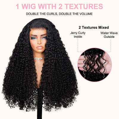 Two Curl Definition: Jerry Curly Inside And Water Wave Outside On Pre-Finished Wig_product