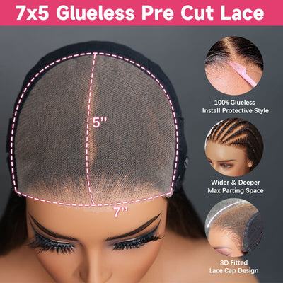 Geeta Yaki Straight 7x5 Glueless Lace Invisible Knots Put On and Go Invisi Drawstring Human Hair Wigs - GeetaHair