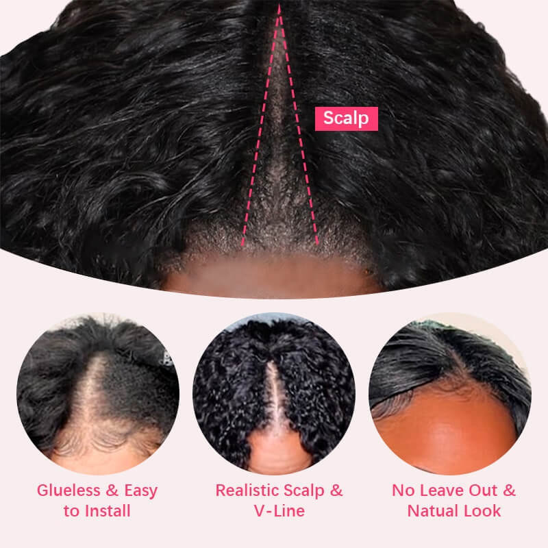 Geeta Kinky Curly Upgrade V part Wig Glueless With Invisi Drawstring 100% Human Hair Flash Sale - GeetaHair