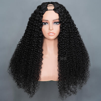 Geeta Kinky Curly Upgrade V part Wig Glueless With Invisi Drawstring 100% Human Hair Flash Sale - GeetaHair