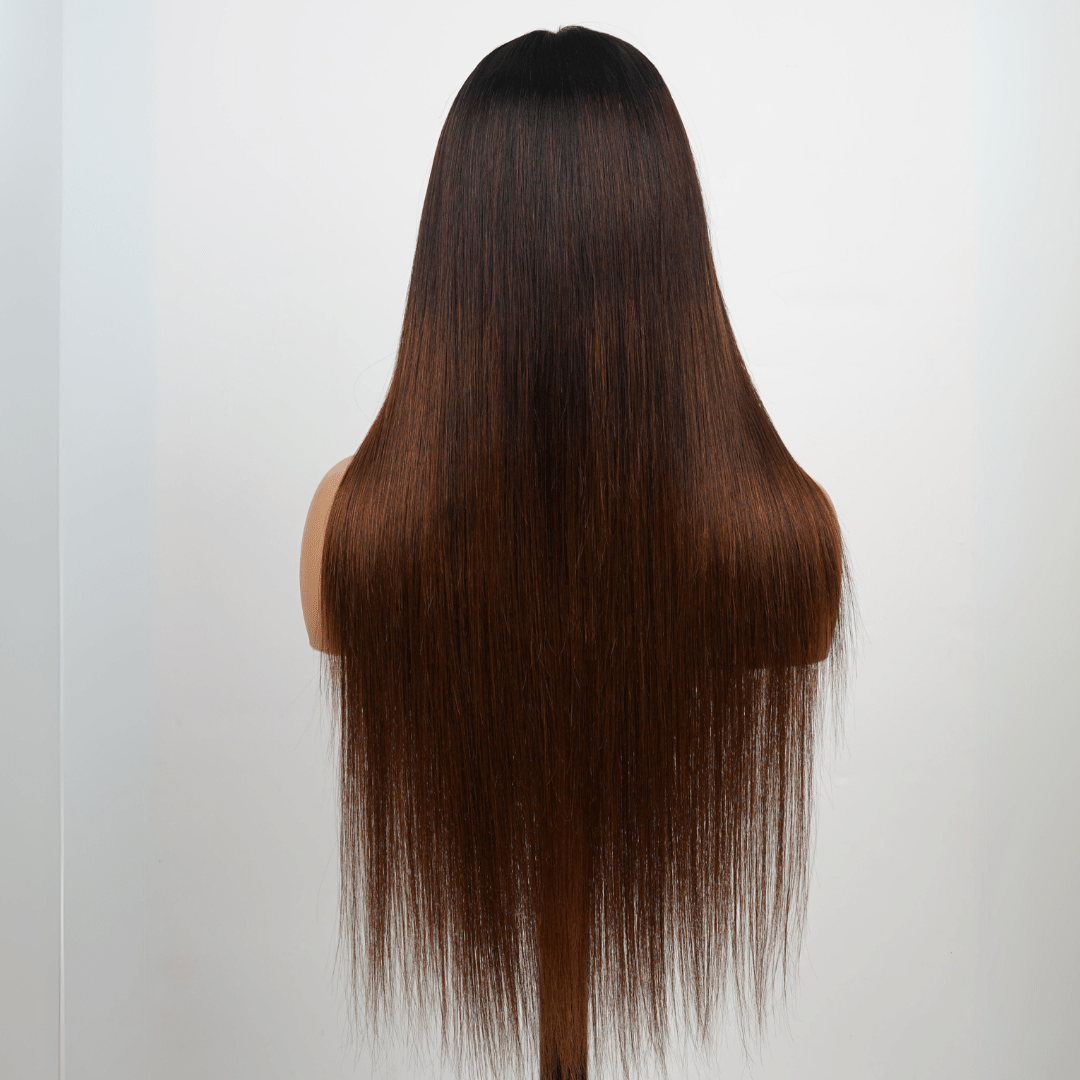 24 Hours Shipping Brown Straight Glueless Wigs T1B/2/4 Ombre 13X4 Lace Front Wig Human Hair Pre Plucked - GeetaHair