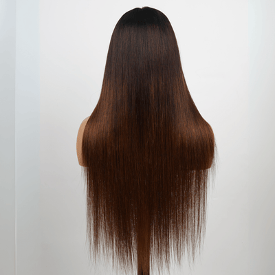 24 Hours Shipping Brown Straight Glueless Wigs T1B/2/4 Ombre 13X4 Lace Front Wig Human Hair Pre Plucked - GeetaHair