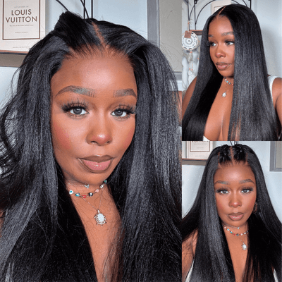 Geeta Yaki Straight 7x5 Glueless Lace Invisible Knots Put On and Go Invisi Drawstring Human Hair Wigs - GeetaHair