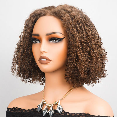 Luxury Designer Series Elegant 180% Density Curly Brown Bob Wig Brazilian Virgin Human Wigs with 4x4 Lace for Women Natural Hairline Wigs - GEETA HAIR - GeetaHair