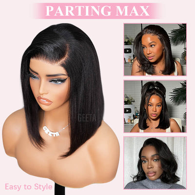 Geeta 7x5 Lace Yaki Straight Glueless Put On And Go Short Bob Wig 13x4 Lace Frontal Invisi Drawstring Flash Sale - GeetaHair