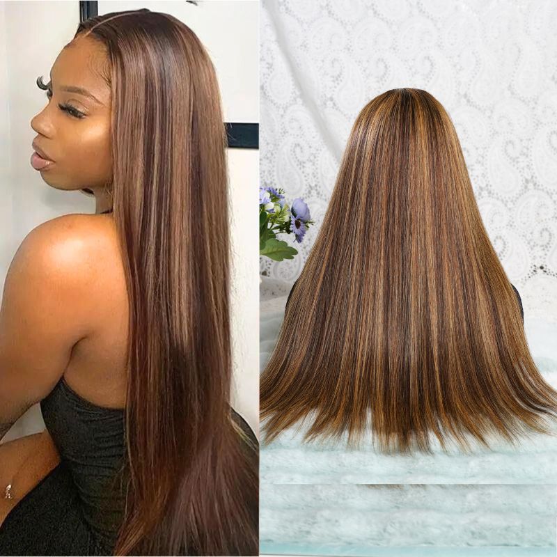 Long Straight HD Lace Wig For Women Human Hair Wigs Straight Wig For Black Women Brown Mixed Blonde - GeetaHair