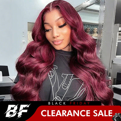 99J Burgundy Colored Wig 13x4 Lace Front Wig Plucked Hairline Subscriber Exclusive Flash Sale - GeetaHair