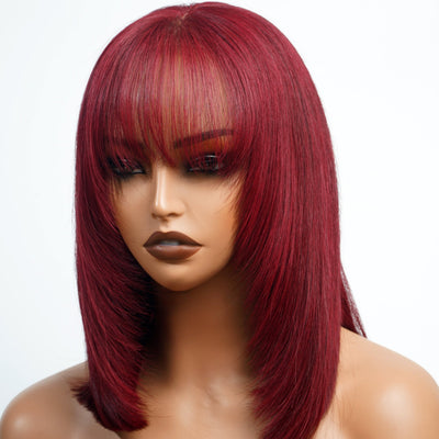 99J Straight Bob Wigs Human Hair With Bang 100% Human Hair Short Bob Wigs For Woman - GeetaHair