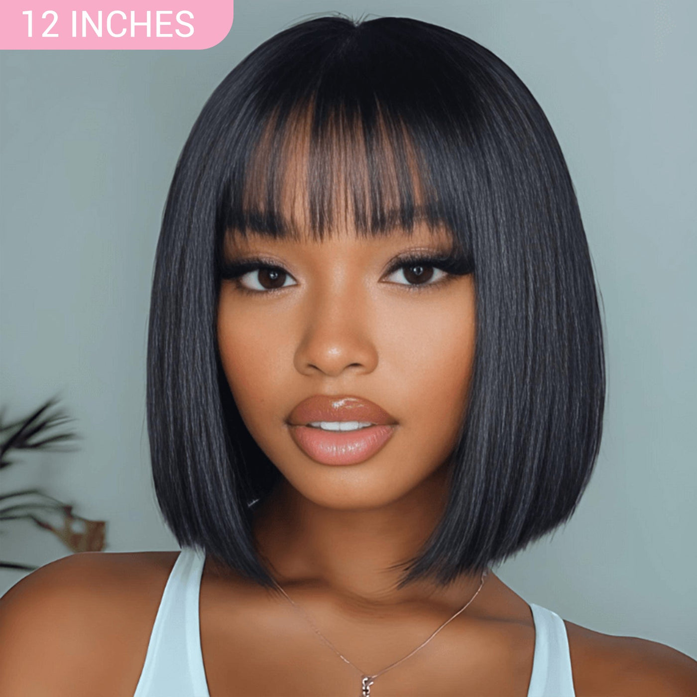 24H Shipping | $69 14 Inches Bob Wig Lace Front Wig / Wigs With Bang Value $109 Human Hair Falsh Sale Subscriber Only - GeetaHair