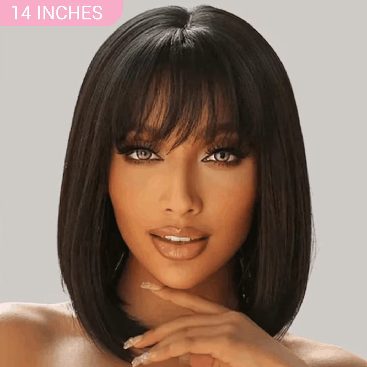 24H Shipping | $69 14 Inches Bob Wig Lace Front Wig / Wigs With Bang Value $109 Human Hair Falsh Sale Subscriber Only - GeetaHair
